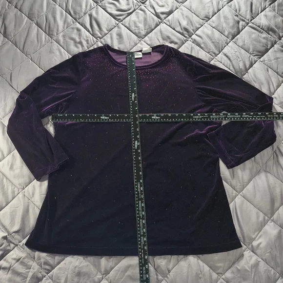 (1X) Women's Jaclyn Smith Purple Long Sleeve Velvety Style Sweater Blouse - Picture 2 of 5